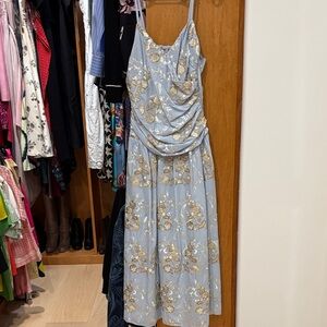 Floral Blue and Cream Dress